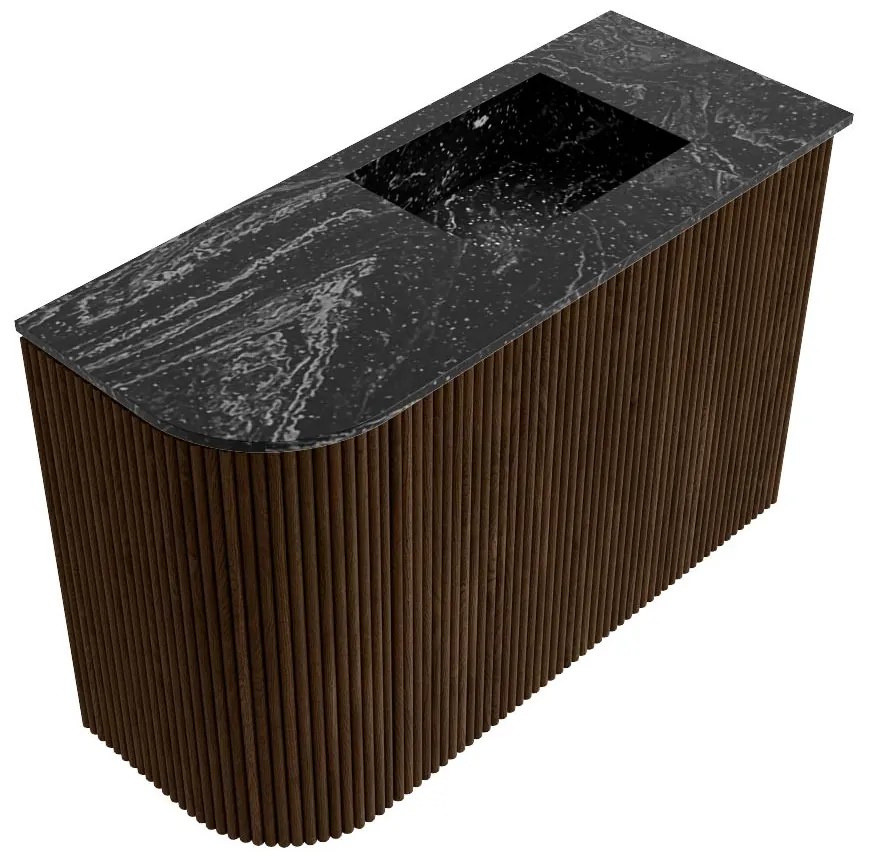 Mondiaz Joya DLux 60cm toiletmeubel ronding links walnut met wastafel faye rechts 1 kraangat lava