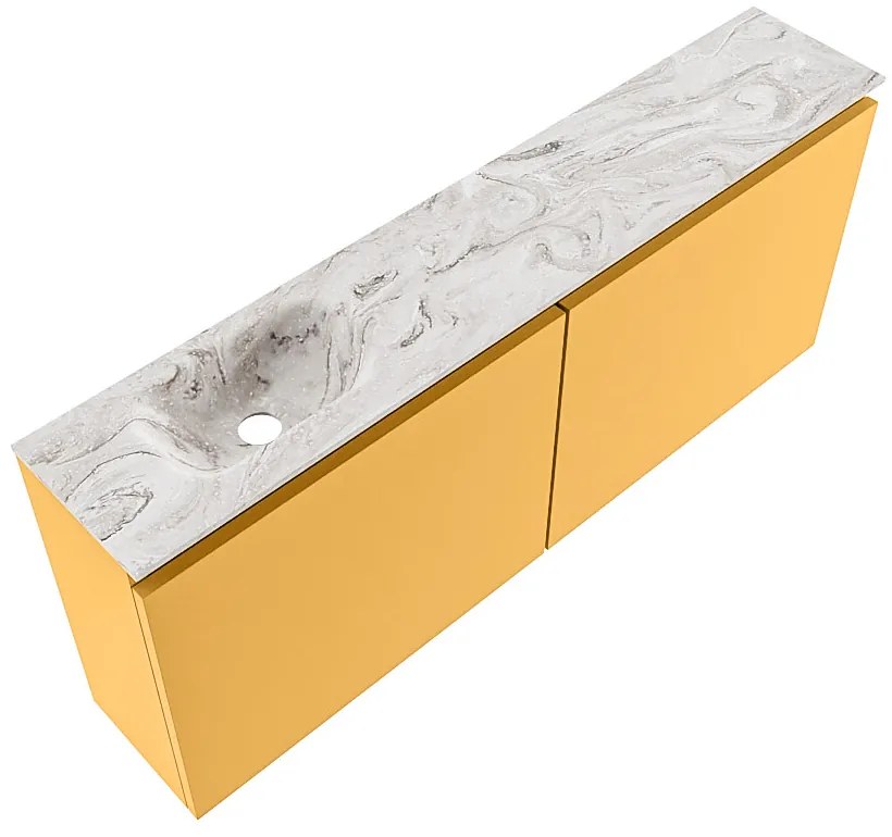 Mondiaz Ture DLux toiletmeubel 120cm ocher met wastafel glace links zonder kraangat