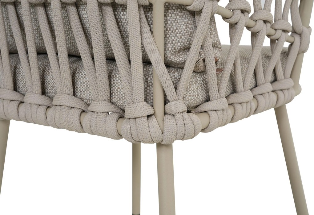 Tuinset Ronde Tuintafel 6 personen 150 cm Rope Zand/Beige Coco Oliva/Arancia