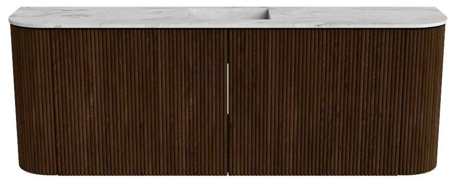 Mondiaz Joya DLux 115cm toiletmeubel ronding links/rechts walnut met wastafel faye midden zonder kraangat glace