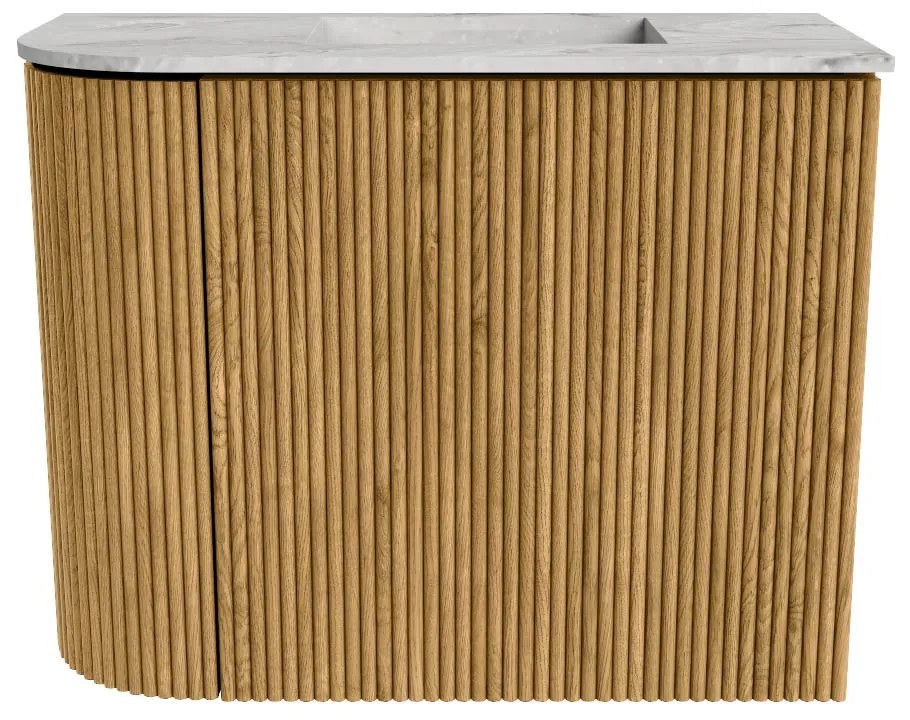 Mondiaz Joya DLux 50cm toiletmeubel ronding links oak met wastafel faye rechts zonder kraangat glace