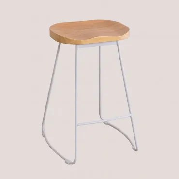 Set Van 2 Hoge Krukken Van Staal En Iepenhout Neicol Wit & ↑65 Cm - Sklum