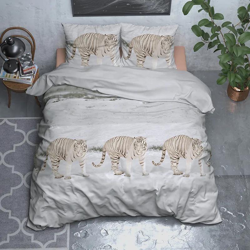 Sleeptime Elegance Snowy Tiger  - Flanel 1-persoons (140 x 200/220 cm + 1 kussensloop) Dekbedovertrek