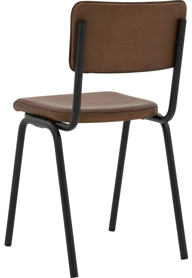 Goossens Eetkamerstoel Chaplin cognac leer leuning, urban industrieel