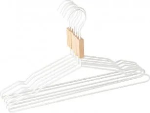 6-delige Set Houten En Stalen Hangers Säly Wit - Sklum