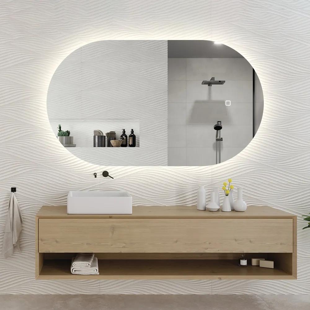 Sanigoods Twinkle ovale spiegel met LED-verlichting en spiegelverwarming 100x50cm