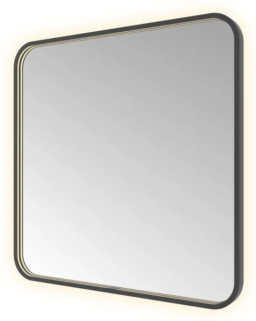 Hotbath &MORE Spiegel direct en indirect LED spiegelverwarming color changing dimbaar met afstandsbediening Geborsteld zwart PVD SSQ80MBP
