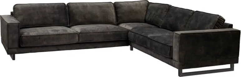 Hoekbank Fandango rechts | stof Adore antraciet 68 | 2,96 x 2,54 mtr breed