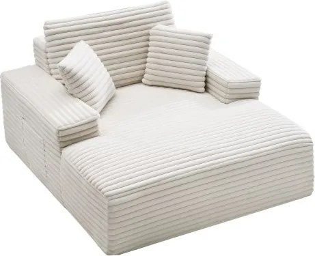 VEVOR Chaise Lounge Relaxbed 138cm, Gestoffeerde slaapbank met decoratieve kussens en armleuningen, Slaapbank met diepe zitting voor woonkamer/slaapkamer, Loungestoel gemaakt van zeer resistente spons, beige