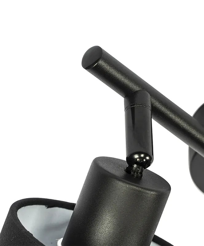 Stoffen PlafondSpot / Opbouwspot / Plafondspot zwart met zwarte kap 2-lichts verstelbaar - Hetta Modern E14 Binnenverlichting Lamp