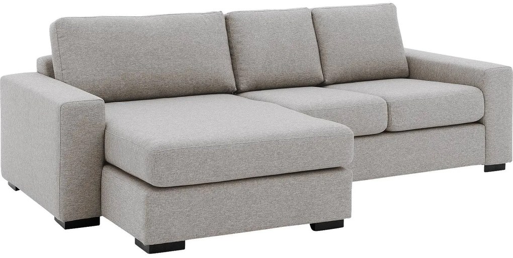 Goossens Bank Lucca grijs, stof, 2-zits, stijlvol landelijk met chaise longue links