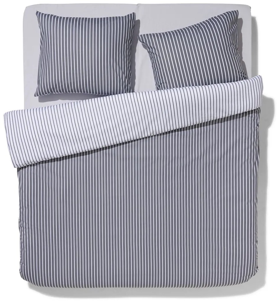 HEMA Dekbedovertrek Zacht Katoen 240x200/220 Grijs Met Brede En Smalle Strepen (grijs)