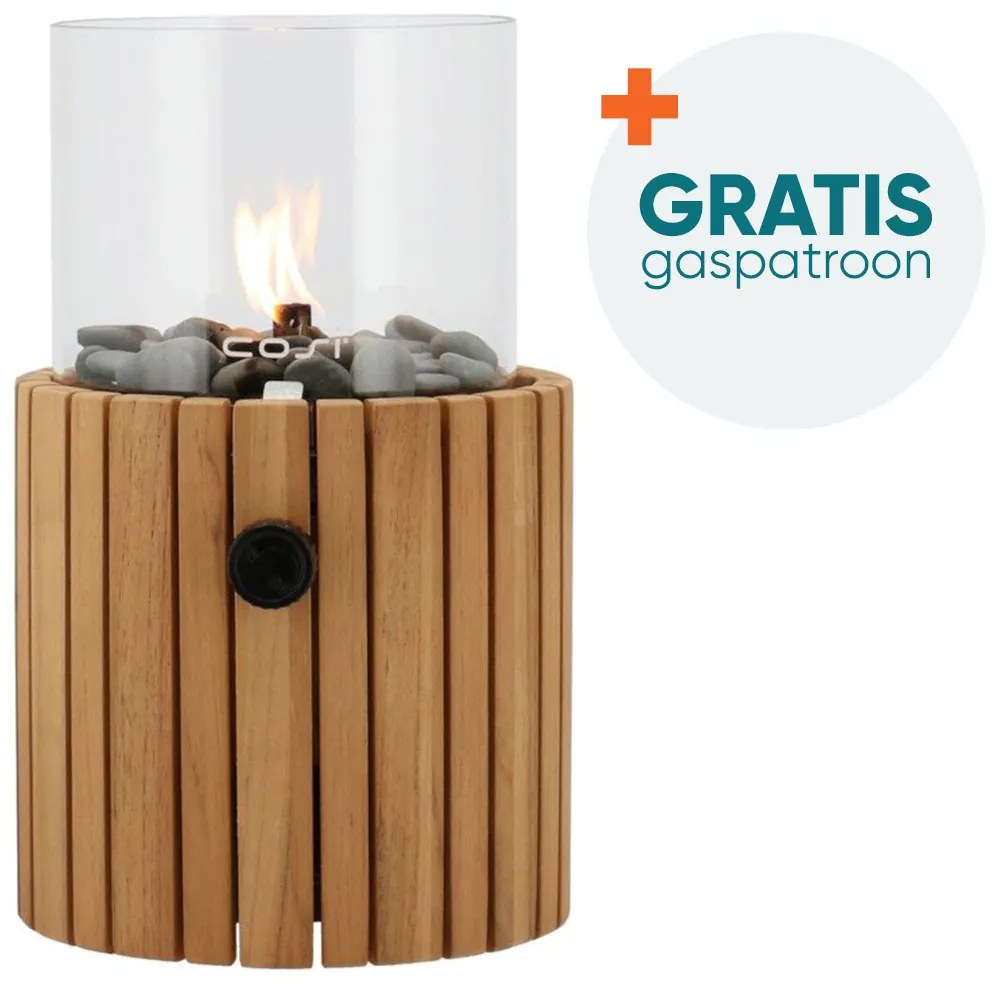 Cosiscoop Timber teak - gaslantaarn met gratis gaspatroon