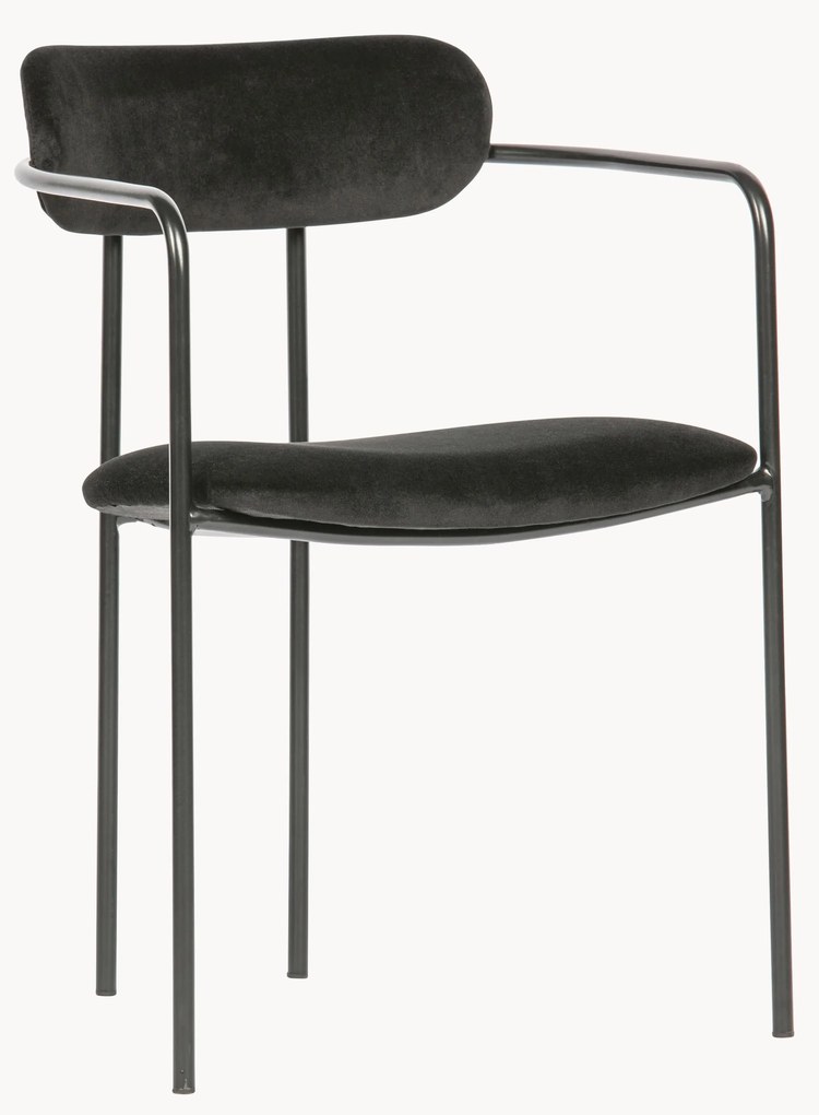 Stapelbare fluwelen eetkamerstoelen Elvy, 2-delig