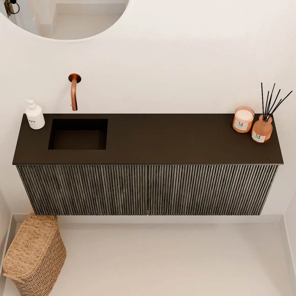 Mondiaz Joya 100cm toiletmeubel shadow met wastafel faye links zonder kraangat urban