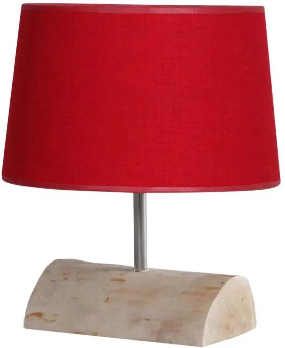 Tafellamp Halve Brocante Stam met Rode Kap
