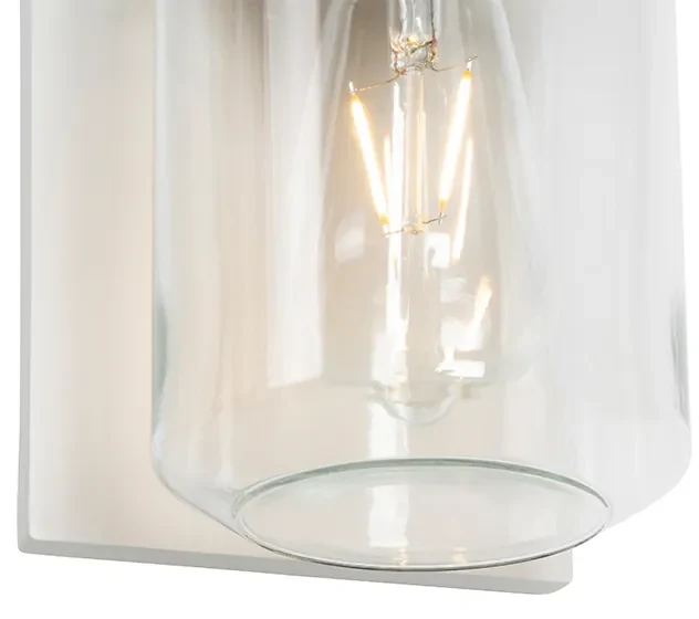 Buitenlamp Moderne wandlamp wit met helde glas IP54 - Marshall Modern E27 IP54 Buitenverlichting cilinder / rond