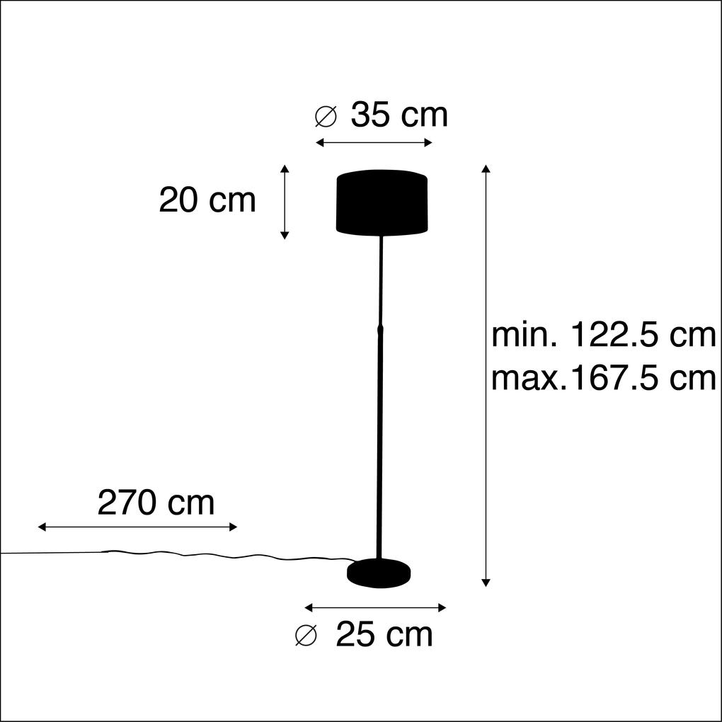 Vloerlamp zwart met velours kap roze met goud 35 cm - Parte Landelijk / Rustiek E27 cilinder / rond rond Binnenverlichting Lamp