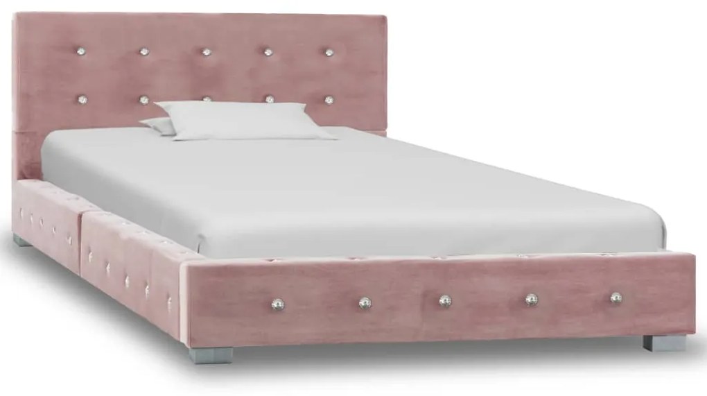 vidaXL Bed met traagschuim matras fluweel roze 90x200 cm
