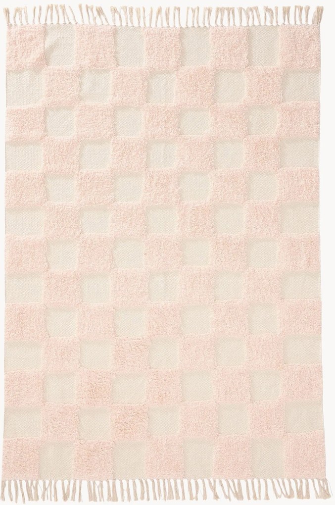 Handgeweven katoenen hoog-laag vloerkleed Caro