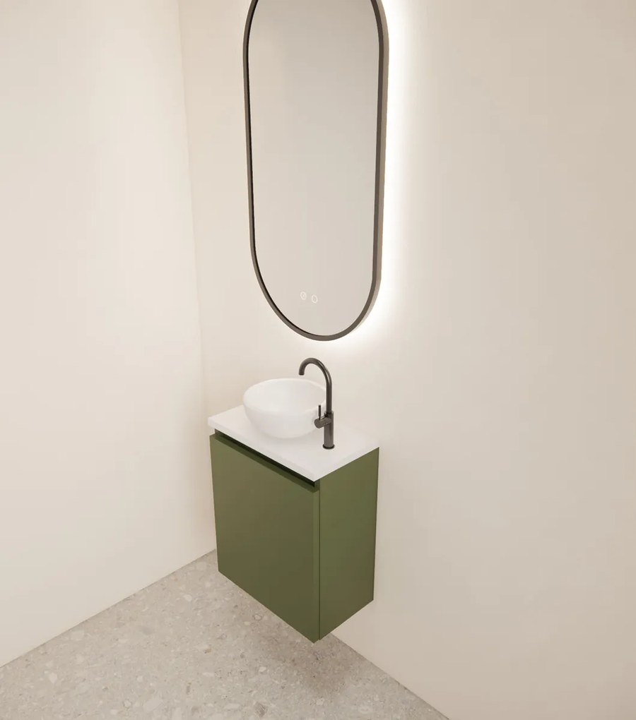 Gliss Design Echo toiletmeubel 40cm olijfgroen met toppaneel wit mat