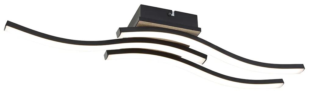 Design plafondlamp zwart met hout incl. LED 3-lichts - Vanesa Design Binnenverlichting Lamp