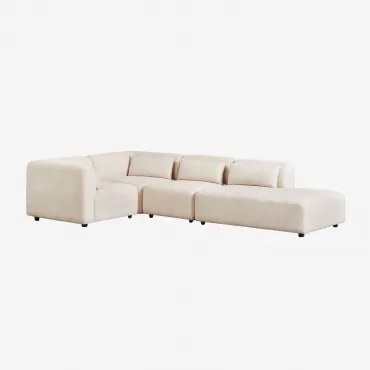 4-delige Modulaire Hoekbank Met Rechter Chaise Longue Fogler Corduroy Linnen Beige - Sklum
