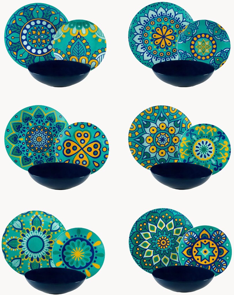 Serviesset Mandala Mediterraneo, 6 personen, 18-delig