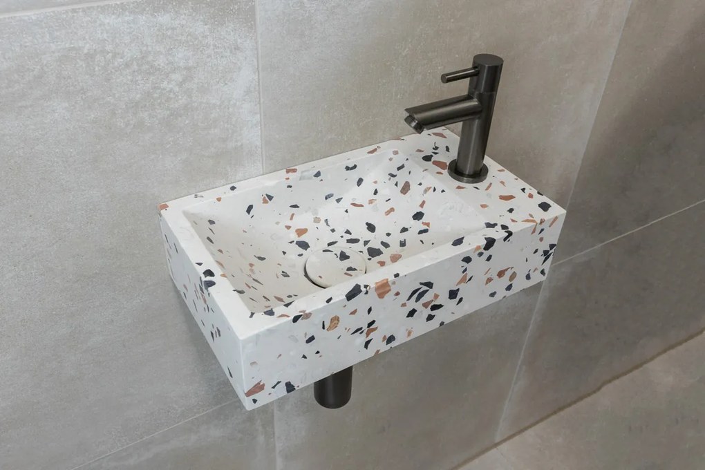 Saniclear Terrazzo fonteinset met rechte kraan in gunmetal