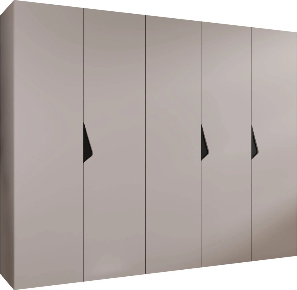 Kledingkast Hartford 621, Zwart, Kasjmier, 202x250x52cm, 173 kg, Kledingkast deuren: Met scharnieren