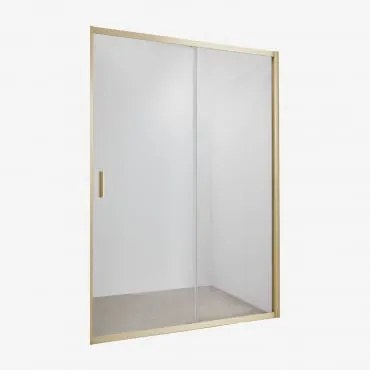 Douchewand Met Frontale Toegang En Schuifdeur, 6 Mm Gehard Glas En Aluminium Dover Transparant & 120 X 195 Cm & Geborsteld Goud - Sklum