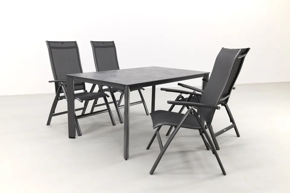 Kettler Legato/Edge verstelbare aluminium tuinset voor 4 personen 160x95 cm. - Antraciet