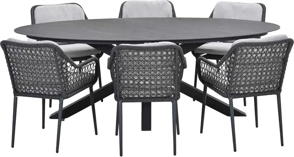 Garden Impressions Pemba tuinset 7-delig - Scot tuintafel Napoli grey 230x115 cm