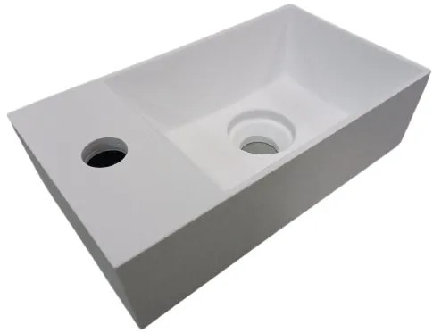 NJOY solid surface fontein 35.5x20cm mat wit inclusief clickwaste