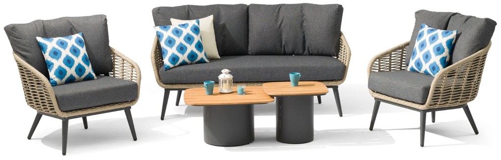 Stoel en Bank Loungeset 5 personen Aluminium/rope Grijs Coco Vinci/Ronda