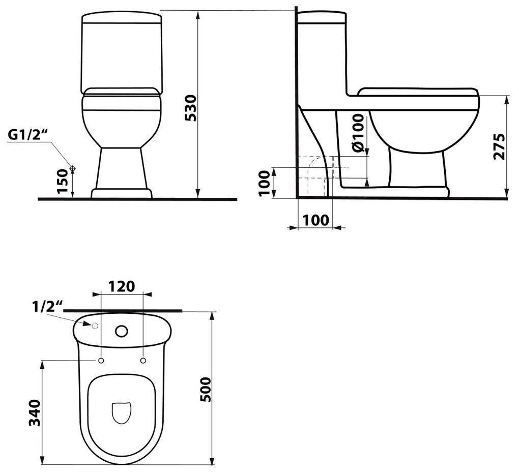 Aqualine Petit staand kinder toilet met toiletzitting wit