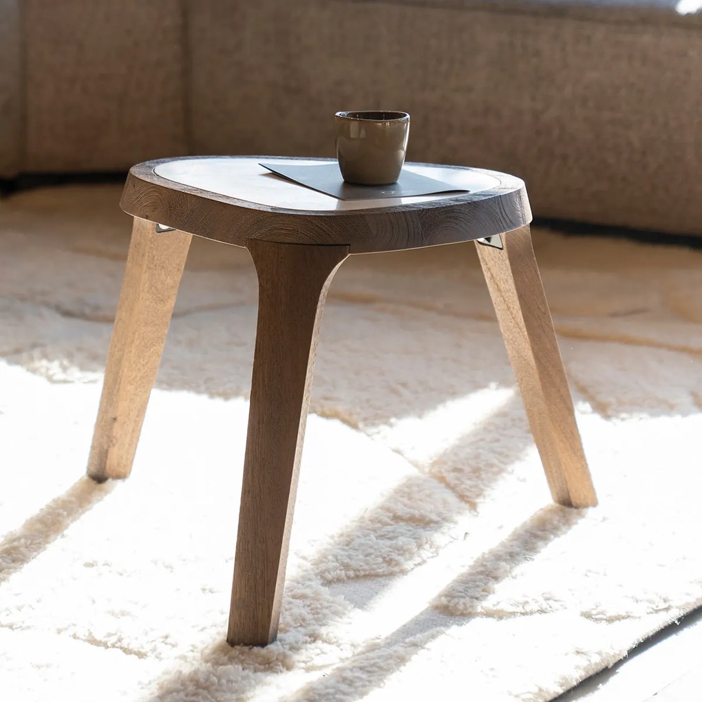 Eleonora Fred Bijzettafel Hout Met Marmer - 45 X 38cm.