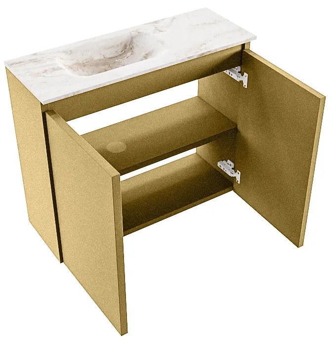 Mondiaz Ture DLux toiletmeubel 60cm oro met wastafel frappe links met kraangat