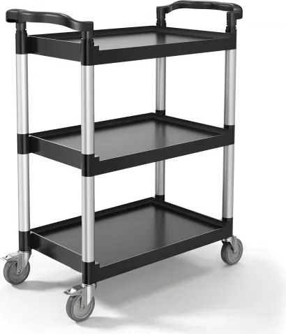 VEVOR Universele Trolley, 136 kg, 3-laags universele trolley van kunststof met 360° zwenkwielen (2 met remmen), 880x410x990 mm, grote serveerwagen voor magazijn, kantoor, thuis, restaurant, keuken