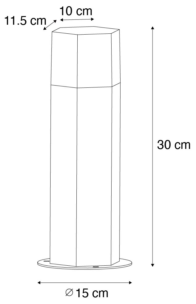 Staande buitenlamp zwart met smoke kap zeshoek 30 cm - Denmark Modern E27 IP44 Buitenverlichting
