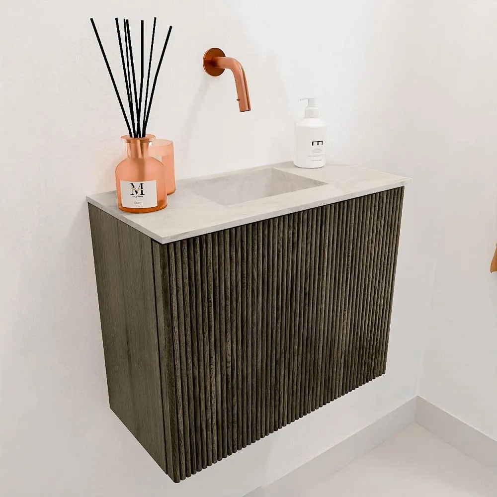 Mondiaz Joya DLux 50cm toiletmeubel shadow met wastafel faye midden zonder kraangat ostra
