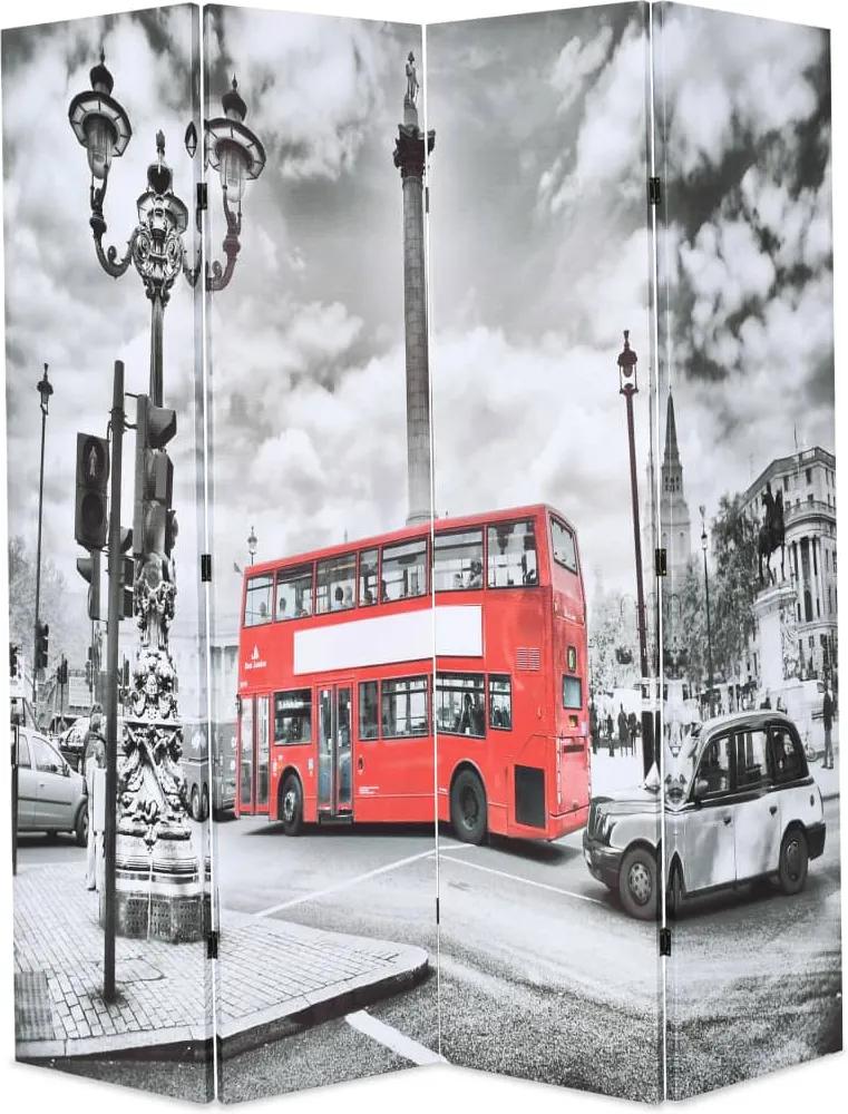 Kamerscherm inklapbaar Londen bus 160x170 cm zwart en wit