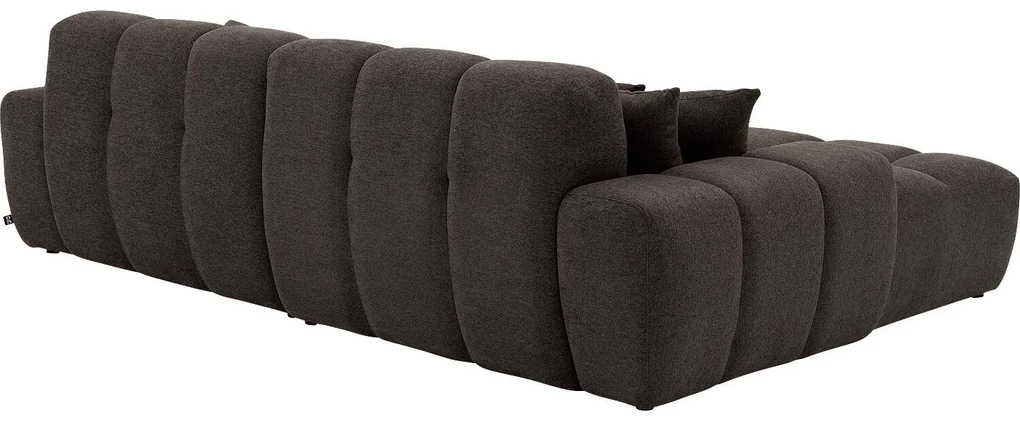 Goossens Excellent Bank Kubus - 40 X 40 Cm Stiksel donkerbruin, stof, 1,5-zits, modern design met chaise longue links