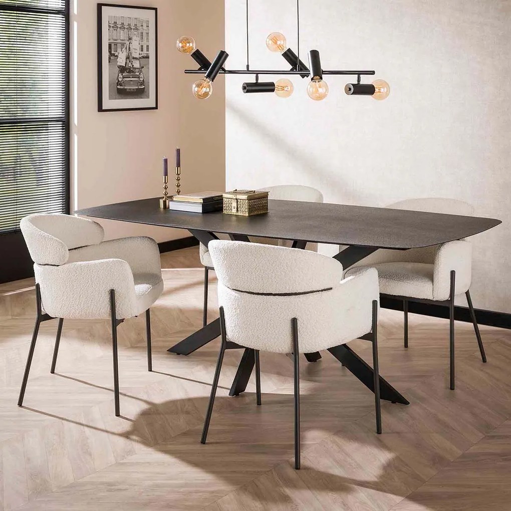 Design Eetkamerstoel Wit Boucle