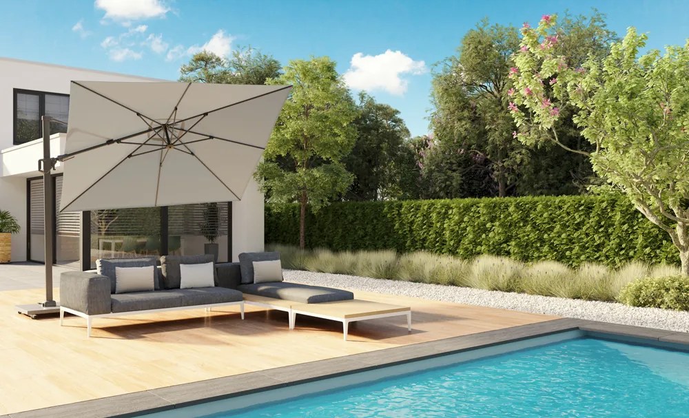 Platinum Challenger rechthoek Zweefparasol T2 Premium - 3,5 x 2,6 m. - Faded black