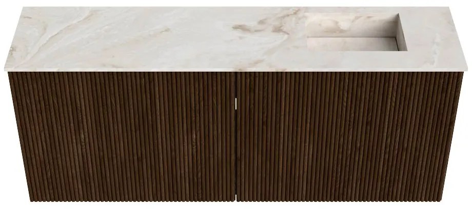 Mondiaz Joya DLux 100cm toiletmeubel walnut met wastafel faye rechts zonder kraangat frappe
