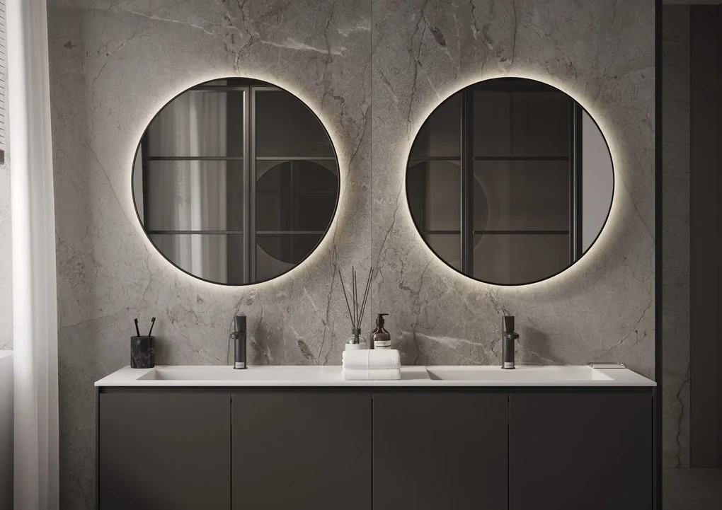 Martens Design Toronto spiegel met LED verlichting, spiegelverwarming en sensor 100cm mat zwart