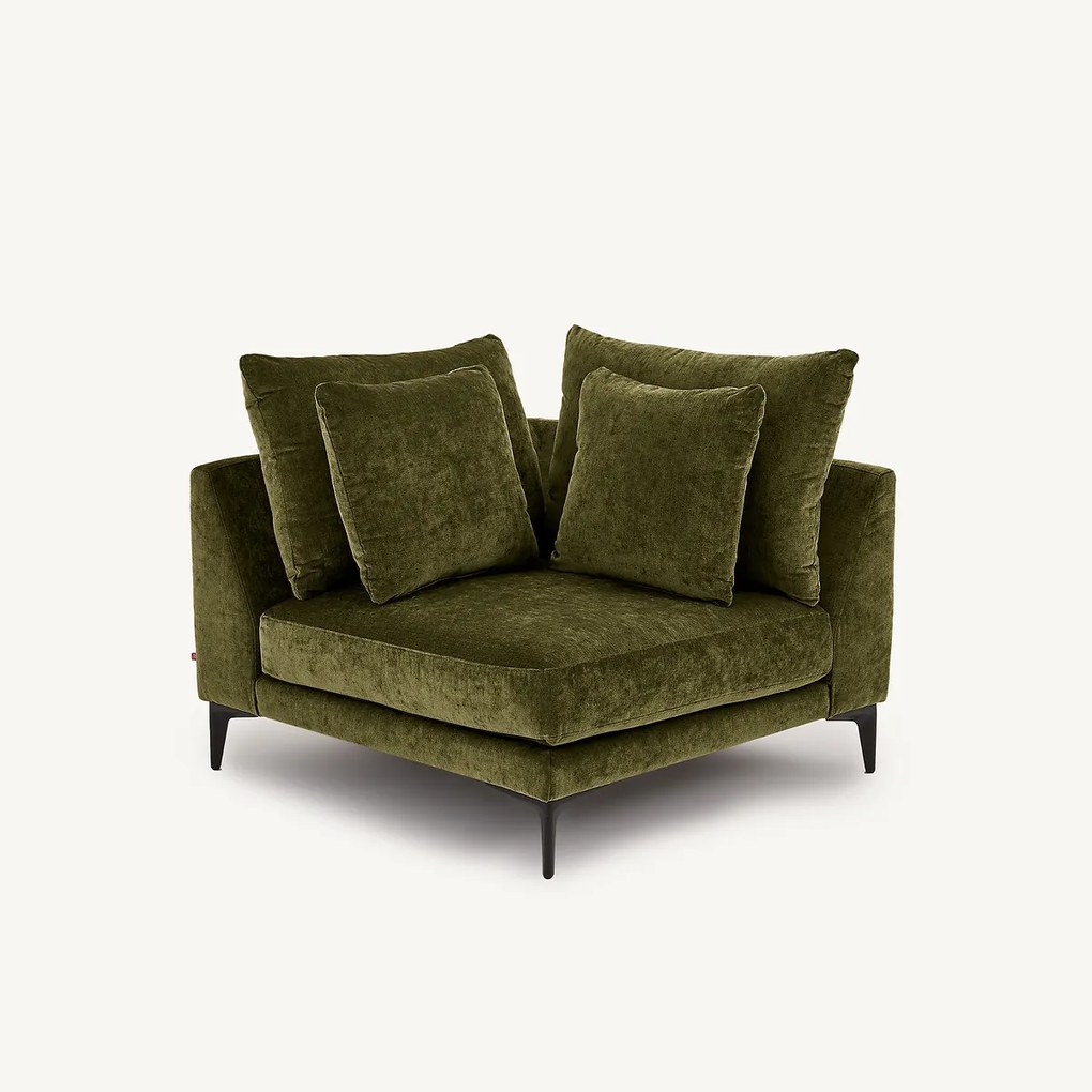 Hoekbank in fluweelmix, MODERNISTE, ontwerp Emmanuel Gallina