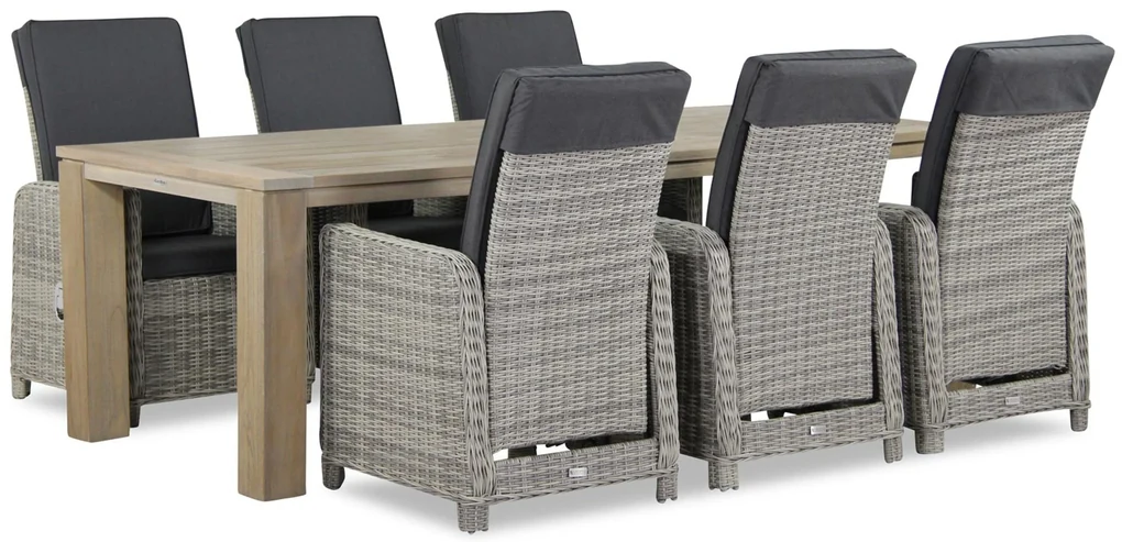 Garden Collections Bello/Brighton Dining Set Wicker Grijs 7-delig