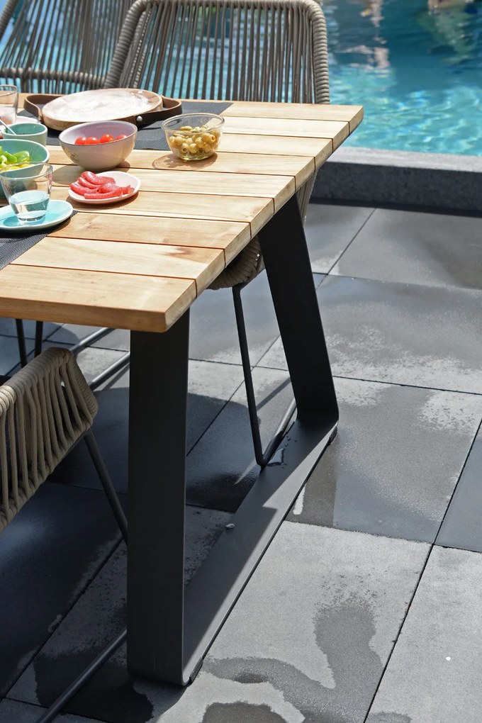 Taste by 4 Seasons Basso RVS tafel met teak blad 240 x 100 cm * SALE *  Tuintafel    houtkleur weerbestendig